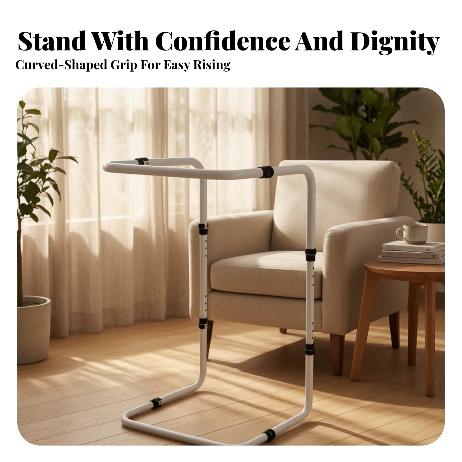 Blanket Lift Bar Heavy Duty Freestanding Bed Blanket Lifting Frame Pipe-Shaped Bed Assist Bar with Floor Base Post Recovery