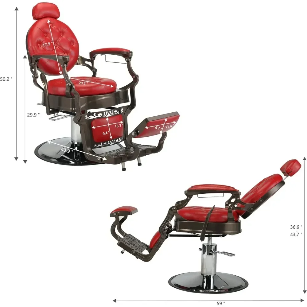 RESHABLE Vintage Barber Chair, Heavy Duty Metal Styling for Barbershop,Styling Chair for Salon Beauty Spa Equipment