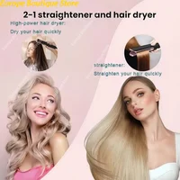 NOUVEAU 2026 Sèche-cheveux et fer à lisser 2-en-1 à ions négatifs, double fonction de chauffage pour un séchage rapide et un lissage parfait, idéal pour les voyages et l'usage domestique 2