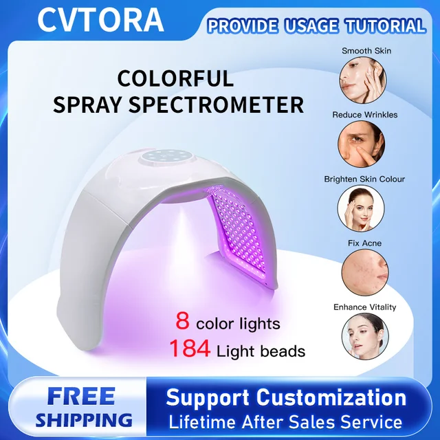 PDT Led maska ​​na twarz 8 kolorów twarzy Photon Lifting twarzy fototerapia twarz silnik parowy twarz SPA spektrometr nawilżający ColdSpray