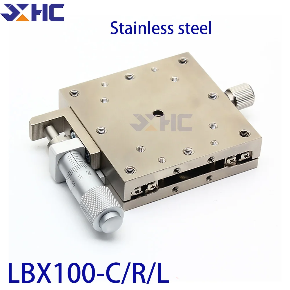 X Axis 100mm LBX100-C LBX100-R LBX100-L Stainless Steel Sliding Table Manual Displacement Platform Linear Stage High Precision