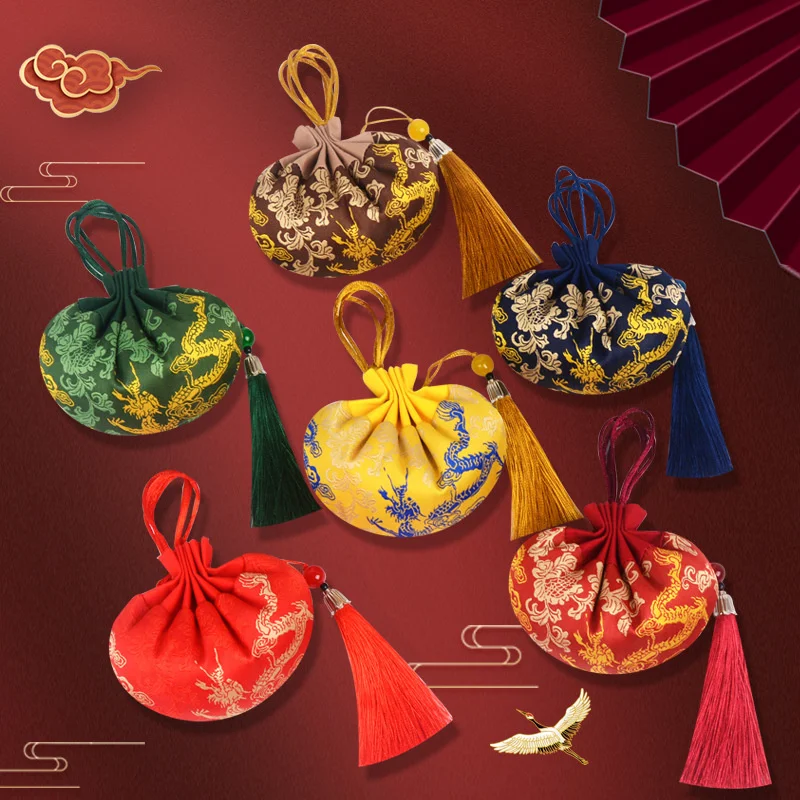 StoBag 20 قطعة كيس الحرير الصيني حقيبة التنين نمط معلق الرباط هدية مجوهرات حزمة تخزين جيب الحقيبة الديكور
