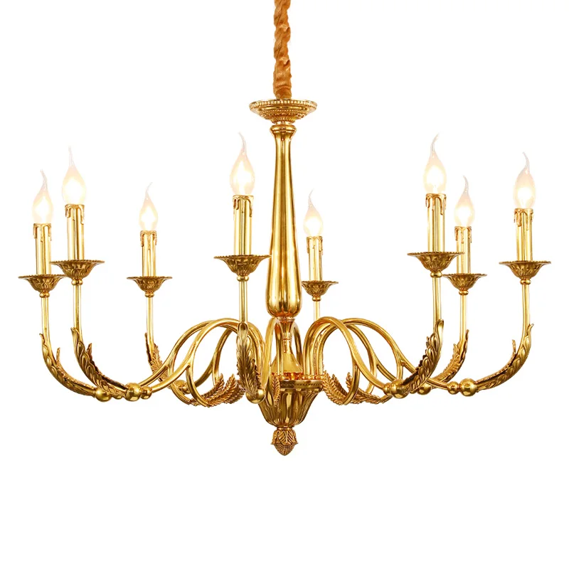 

DINGFAN French Classics Brass Living Room Chandelier Retro European Villa Study Bedroom Lamp Dining Decorative Pendent Light