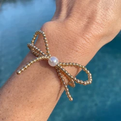 KKBEAD Bracelet Bow Ball Gift Jewelry for Women Bow Knot Pulseras Mujer 18 K Waterproof Gold Plated Bracelets Gift