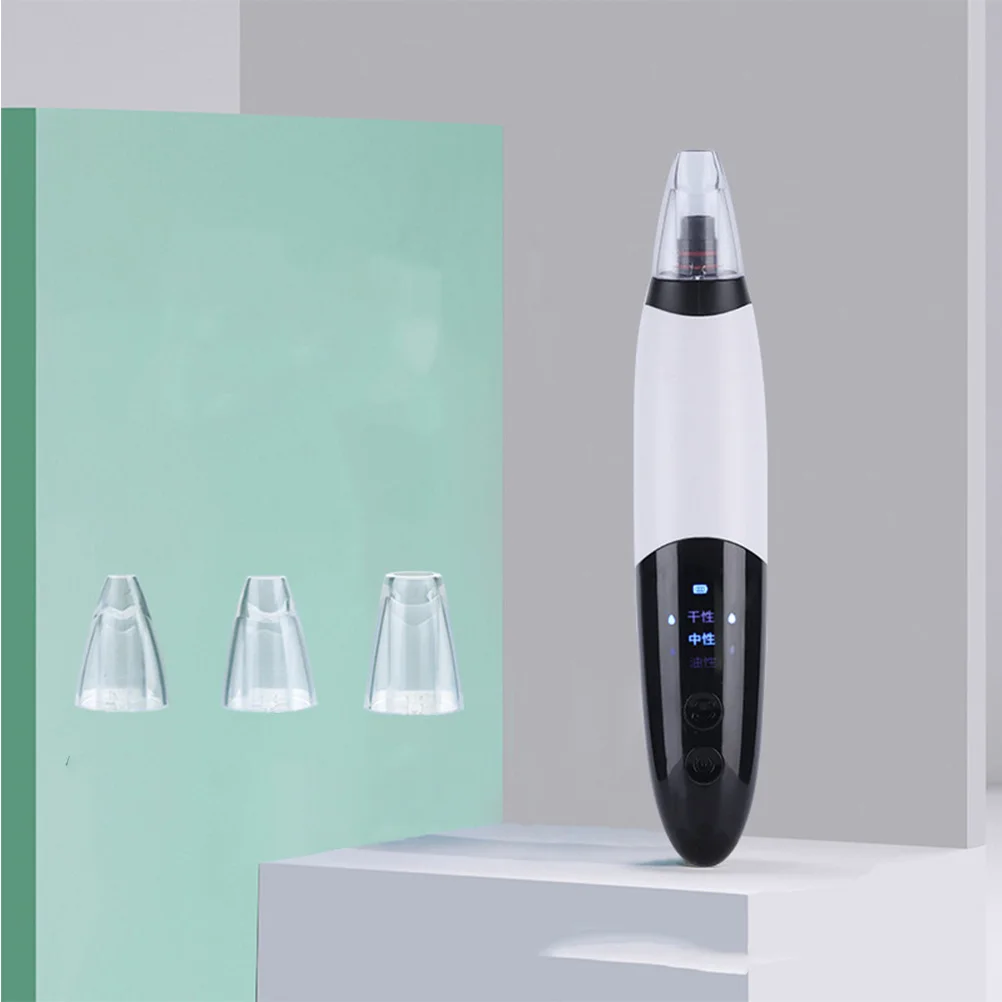 Elektryczny oczyszczacz porów z 3 regulowanymi poziomami intensywności i 3 końcówkami ssącymi do głębokiego oczyszczania twarzy, usuwania zaskórników i pielęgnacji skóry.