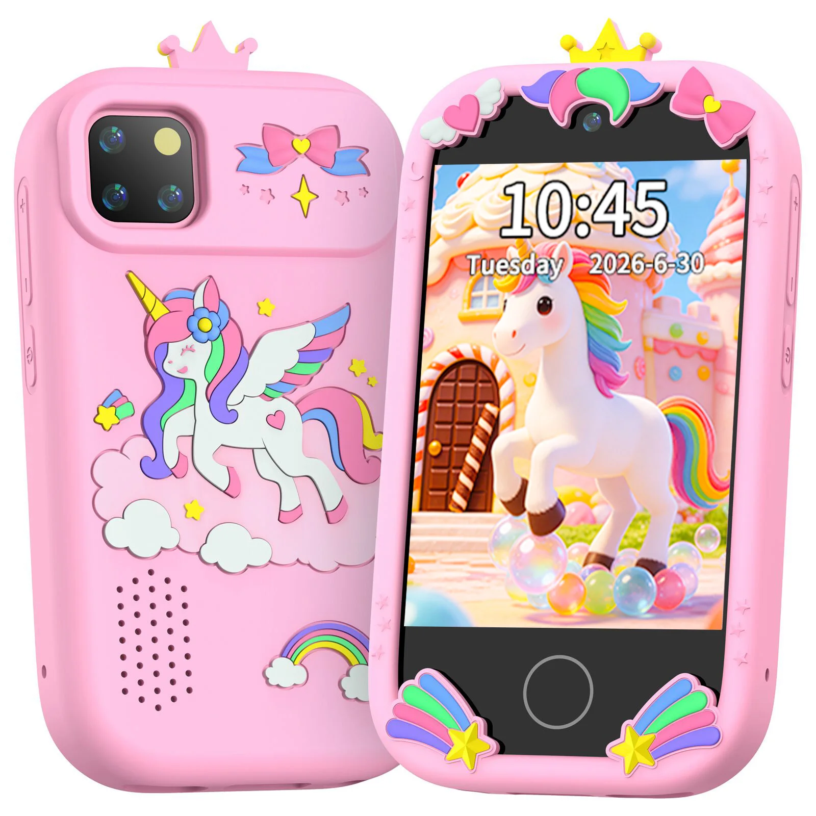 Upgraded 3.5-inch large screen children's toy phone with video recording, photo taking, entertainment camera, and fun games