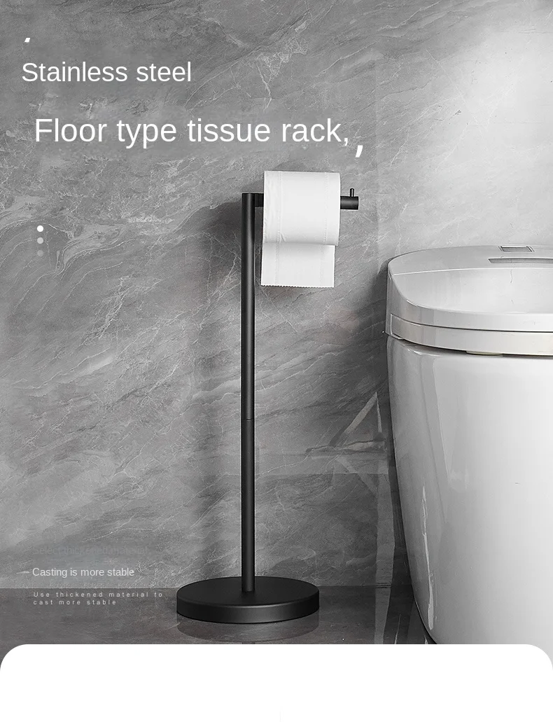 Bathroom Stainless Steel Roll Stand Villa Floor Tissue Rack Toilet Floor Vertical Punch-Free Web Rack