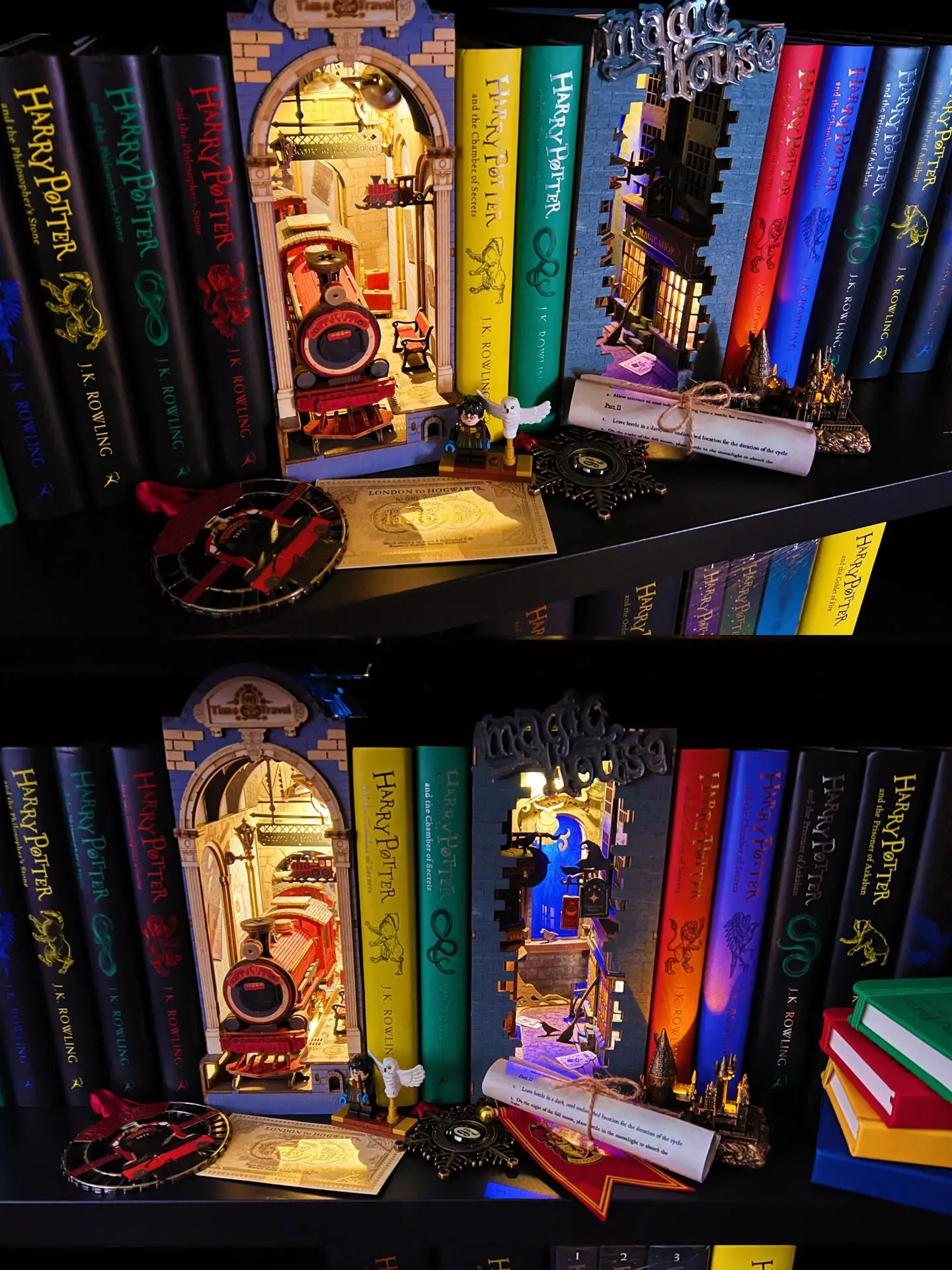 Rolife タイムブックストア DIY 手作りブロックおもちゃ アートハウス 本組み立て ミニチュアシーン ブロックおもちゃ フェスティバルギフト