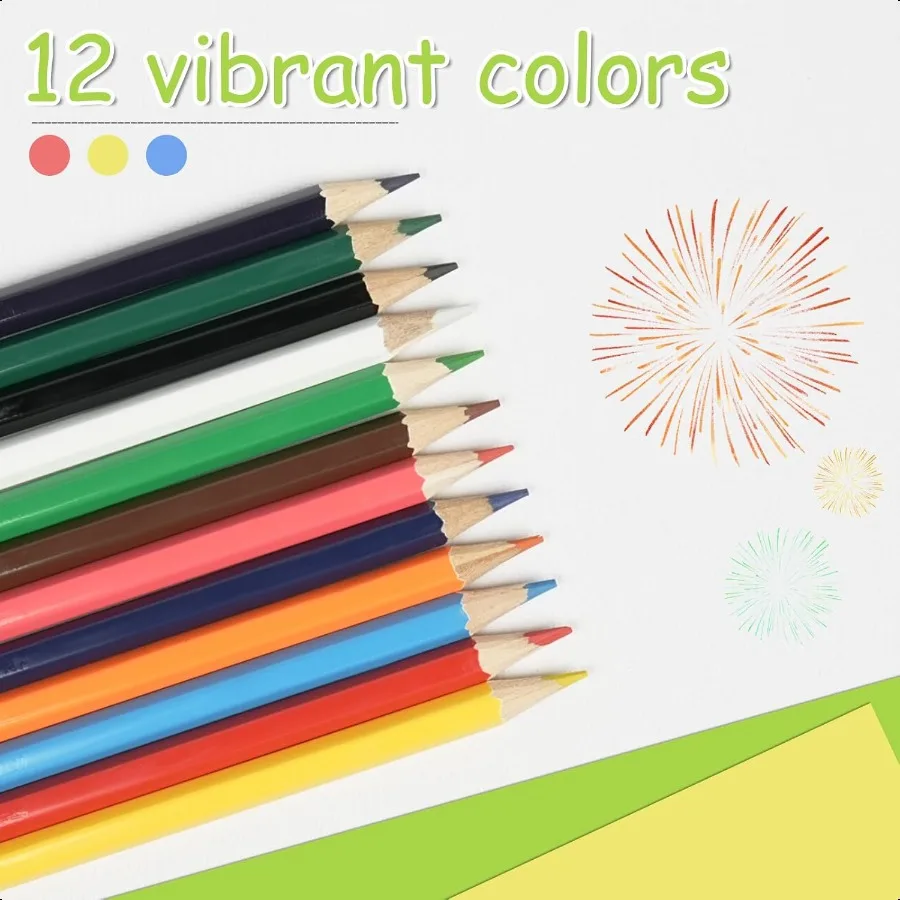 Lápices de colores a granel, juego de lápices de colores surtidos de 12 colores para adultos, dibujo para bocetos, estuche de madera para volver a la escuela, lápices de plomo