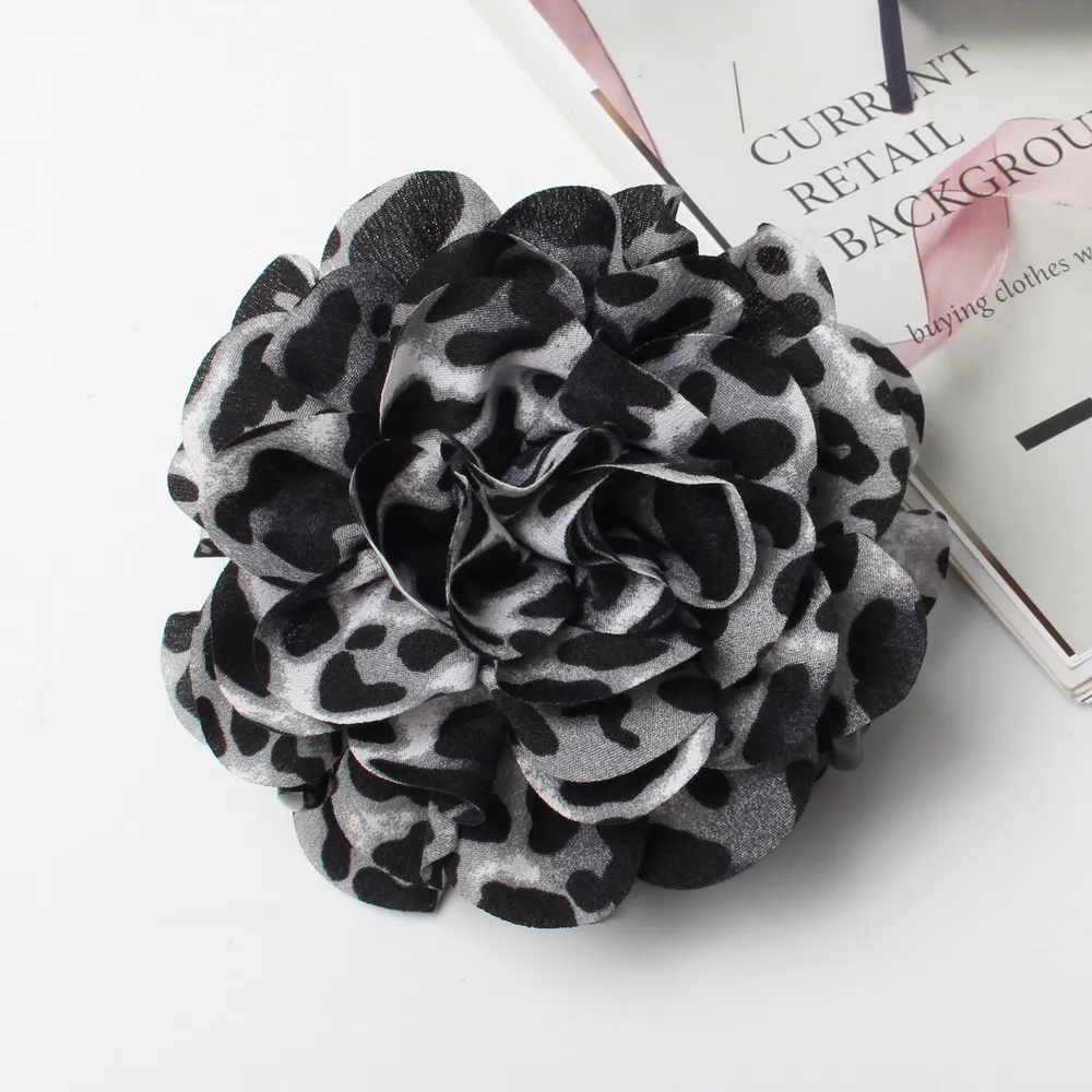 Fabric Flower Hair Claw Clips for Women Girls Leopard hair claws Hair Clip Barrette Plastic Hair Clamps Hair Accessories