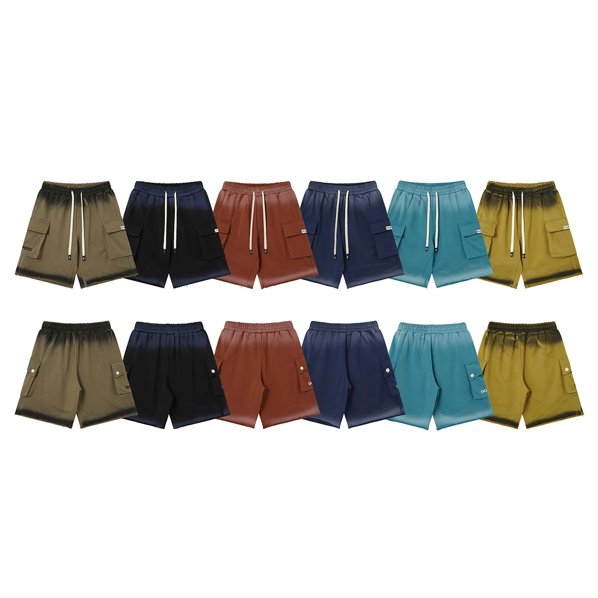 High Street Side Pockets Cotton Letter Embroidery Casual Summer Shorts for Men Elastic Waist Baggy Cotton Five Point Pants