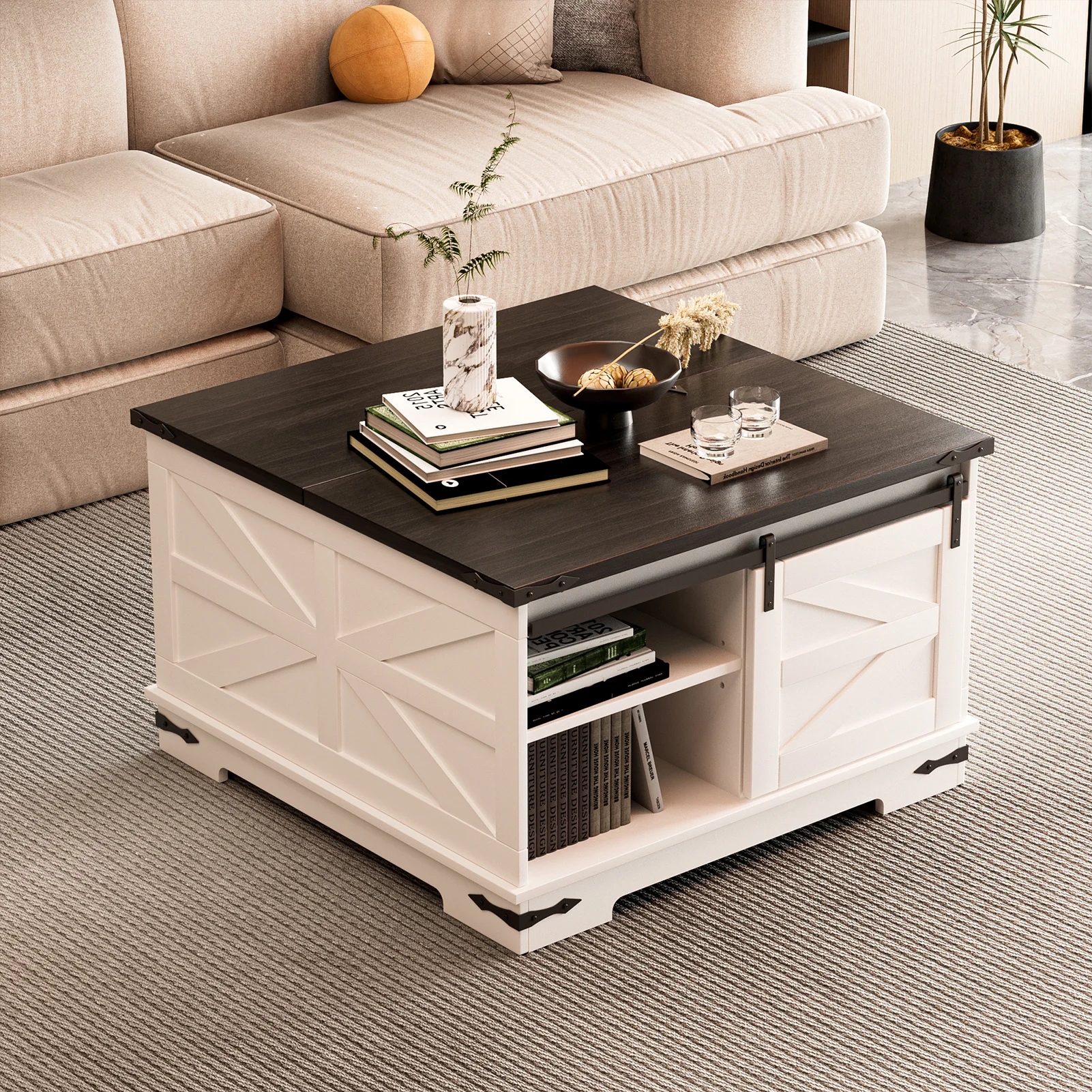 2-Tier Modern Living Room Coffee Tables With Storage Space Square Metal Coffee Tables Minimalist Home Furniture Center Table