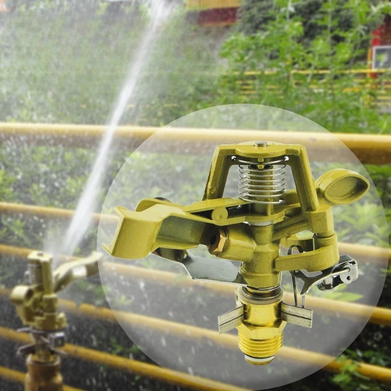 1/2 3/4 Male Thread Metal Pulsating Sprinkler Zinc Alloy 360° Rocker Arm Water Spray Nozzle for Greenhouse Garden Irrigation