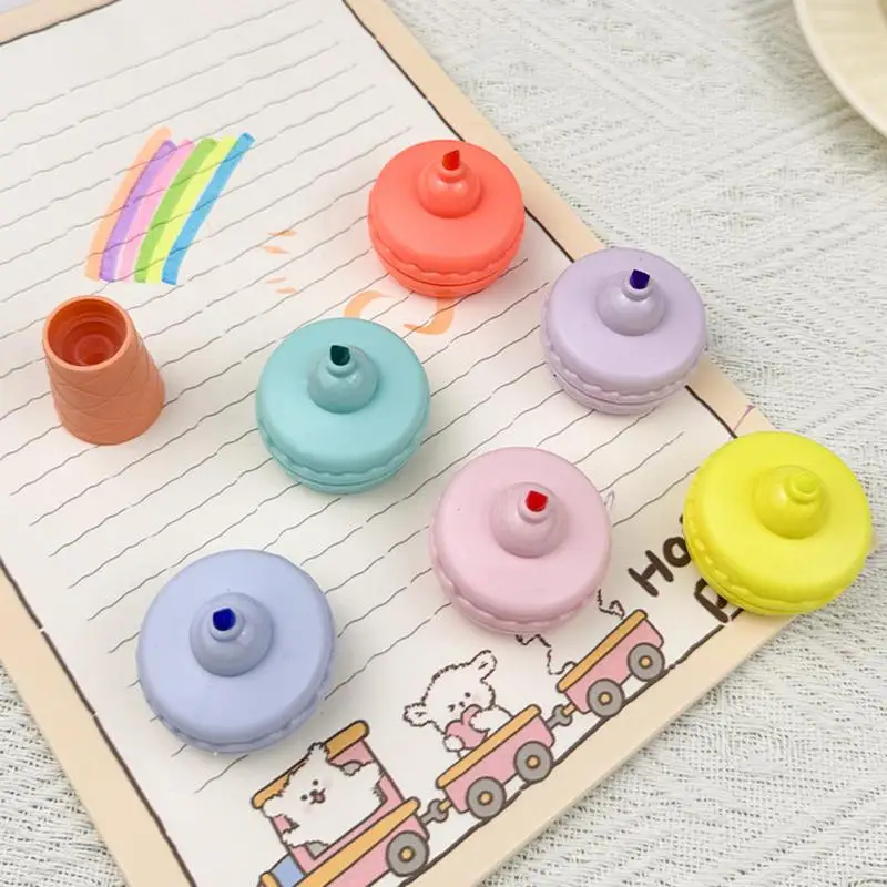 Colored Highlighters 6 Color Cookie Shaped Highlighter Pencil Aesthetic Highlighter Creative Marker For Note Taking Highlighting
