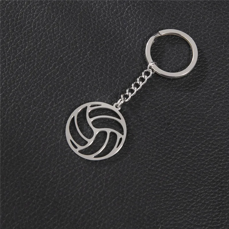 Simple Volleyball Souvenirs Keychain Metal Ball Shaped Pendants Keyrings for Men Women Car Key Ring Sports Fans Gift