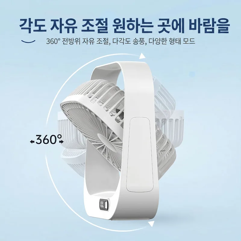 Portable Usb Rechargeable Desktop Digital Display Power Electric Household Office Small Fan Plugging Dual-Circulating Fan view 4