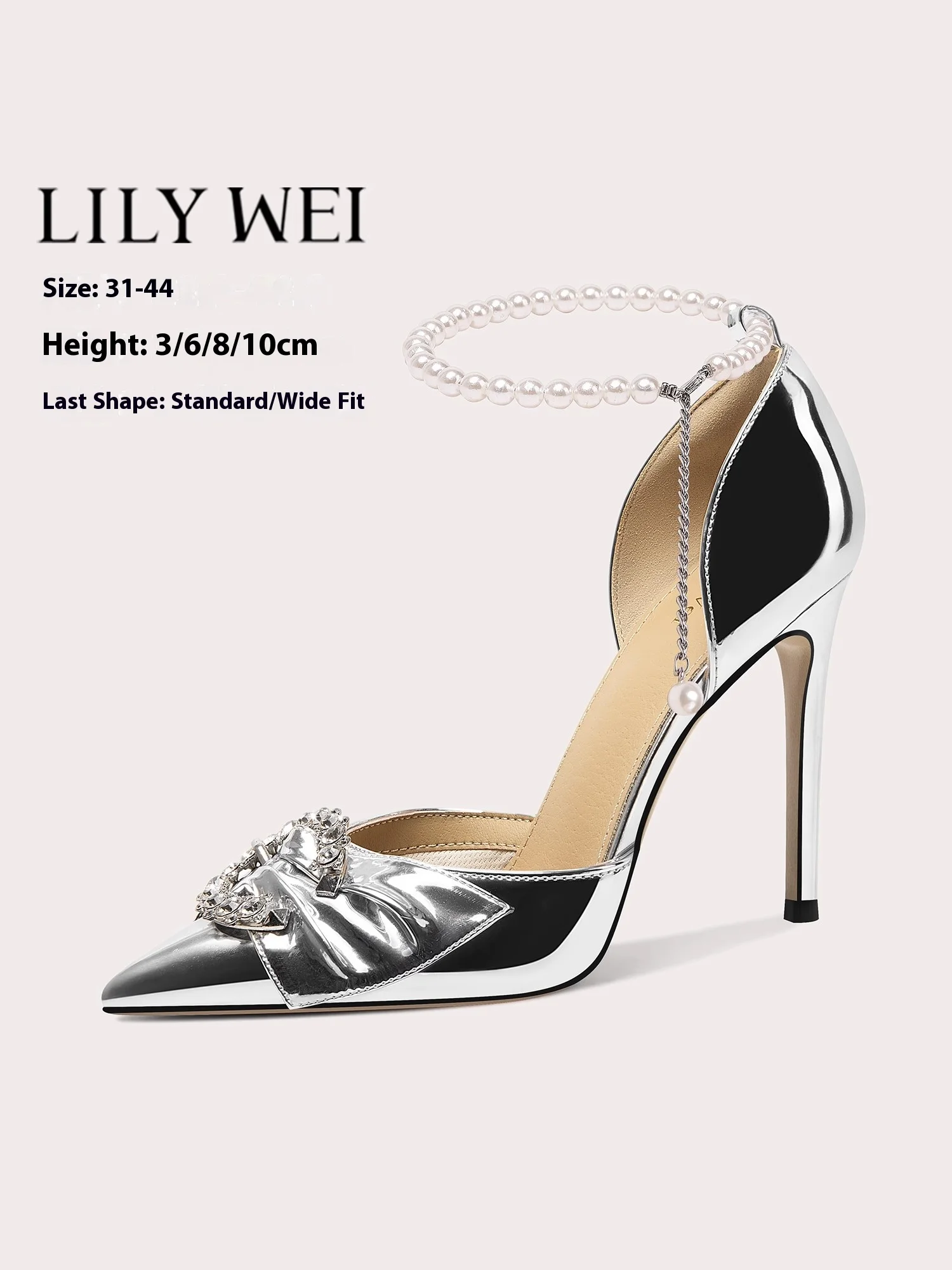 

Thin high-heeled sandals summer pointed patent leather rhinestone wedding shoes banquet large size small size widened women shoe