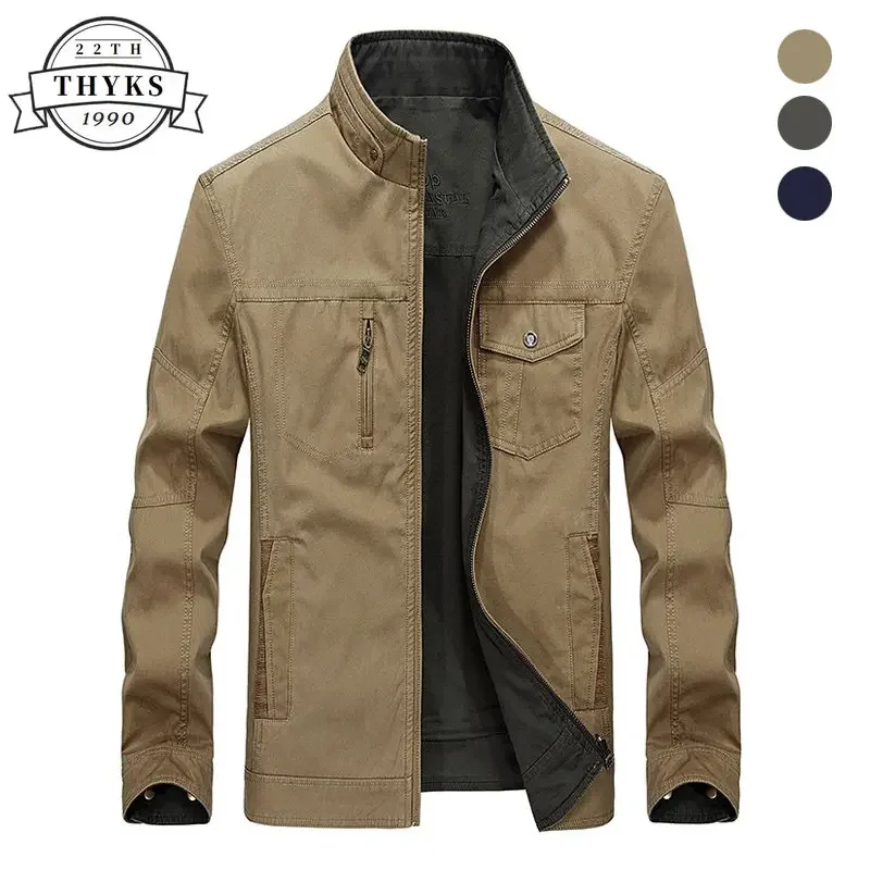 Chaqueta informal de doble uso para Hombre, prendas de vestir de algodón 100%, cortavientos de negocios, talla L-5XL, primavera y otoño