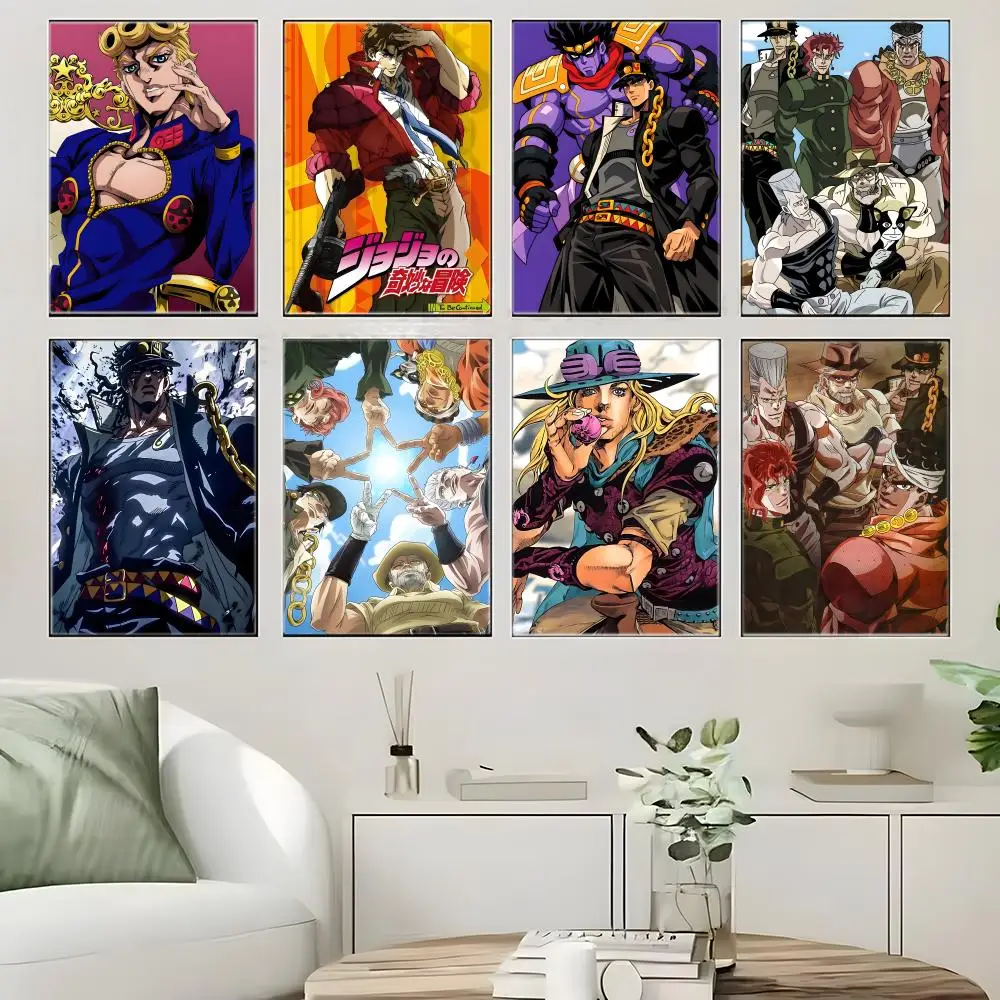 Retro Manga J-JoJos Bizarre Adventure Poster  Self-adhesive Art Waterproof Paper Sticker Coffee House Bar Room Wall Decor