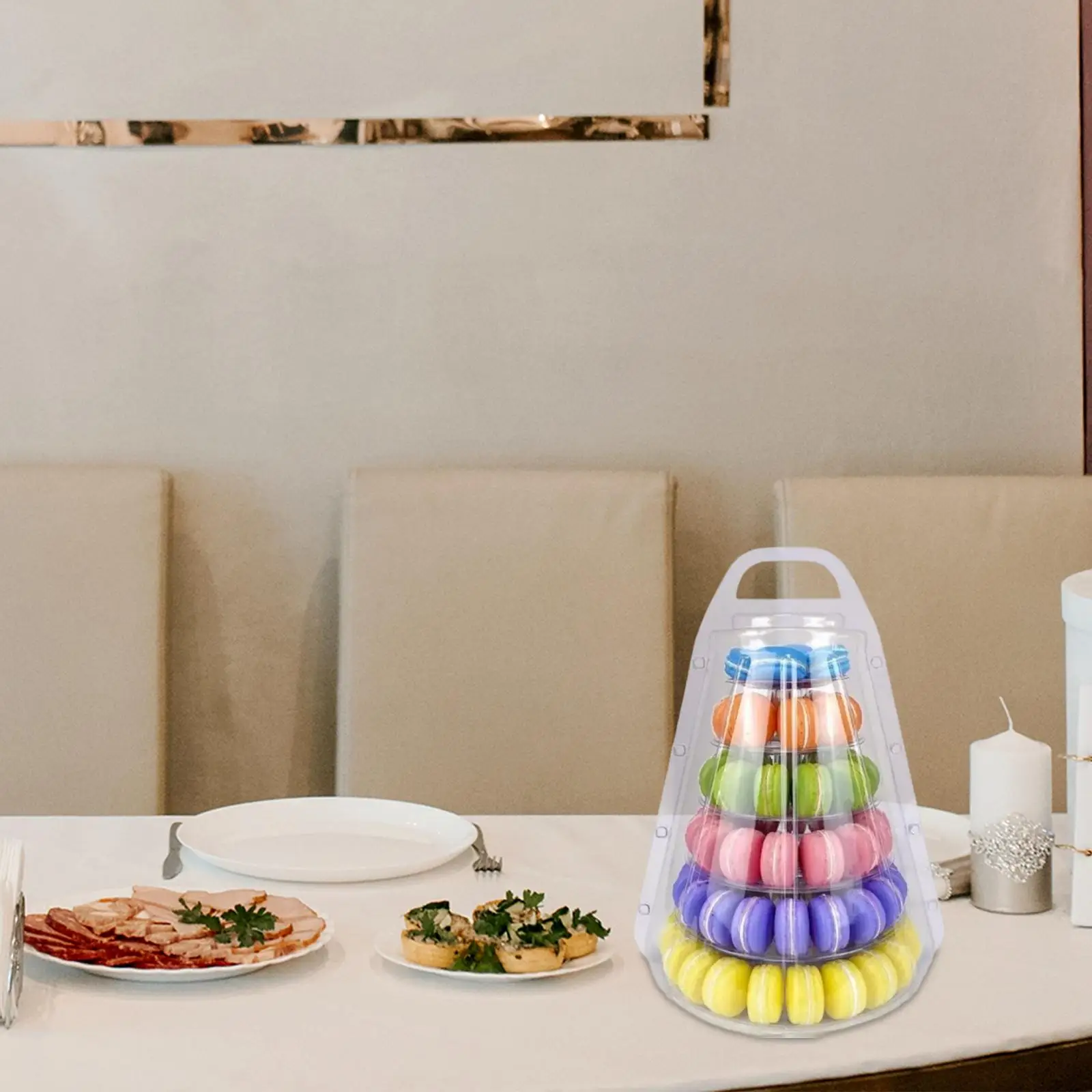 Multi Layer Macaron Tower Stand Clear Acrylic Dessert Display Organizer for Banquet Birthday Party Wedding Event