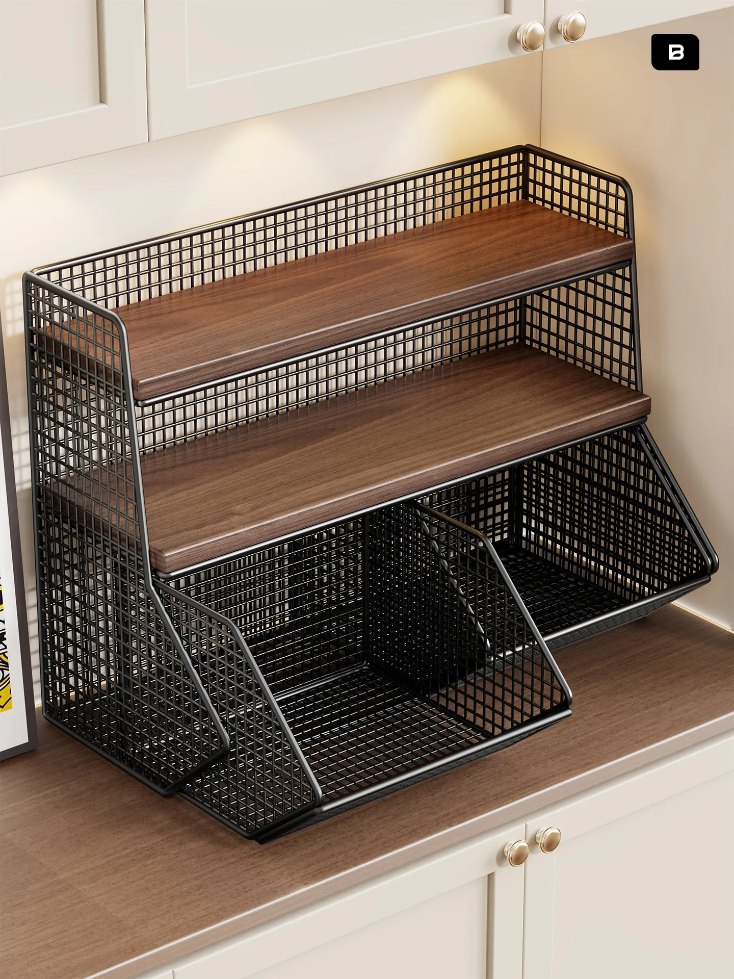 kitchen-living-room-dining-table-desktop-pull-out-multi-layer-tea-table-cup-organizer-rack-snack-storage-shelf-carbon-steel