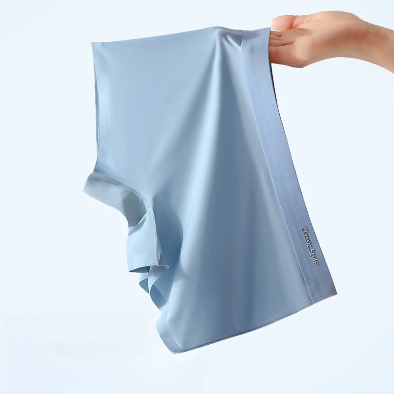 

Ice Silk Underwear Antibacterial Crotch Briefs Seamless Solid Breathable Sports Boxers Femme Summer Boyshorts Women's Panties