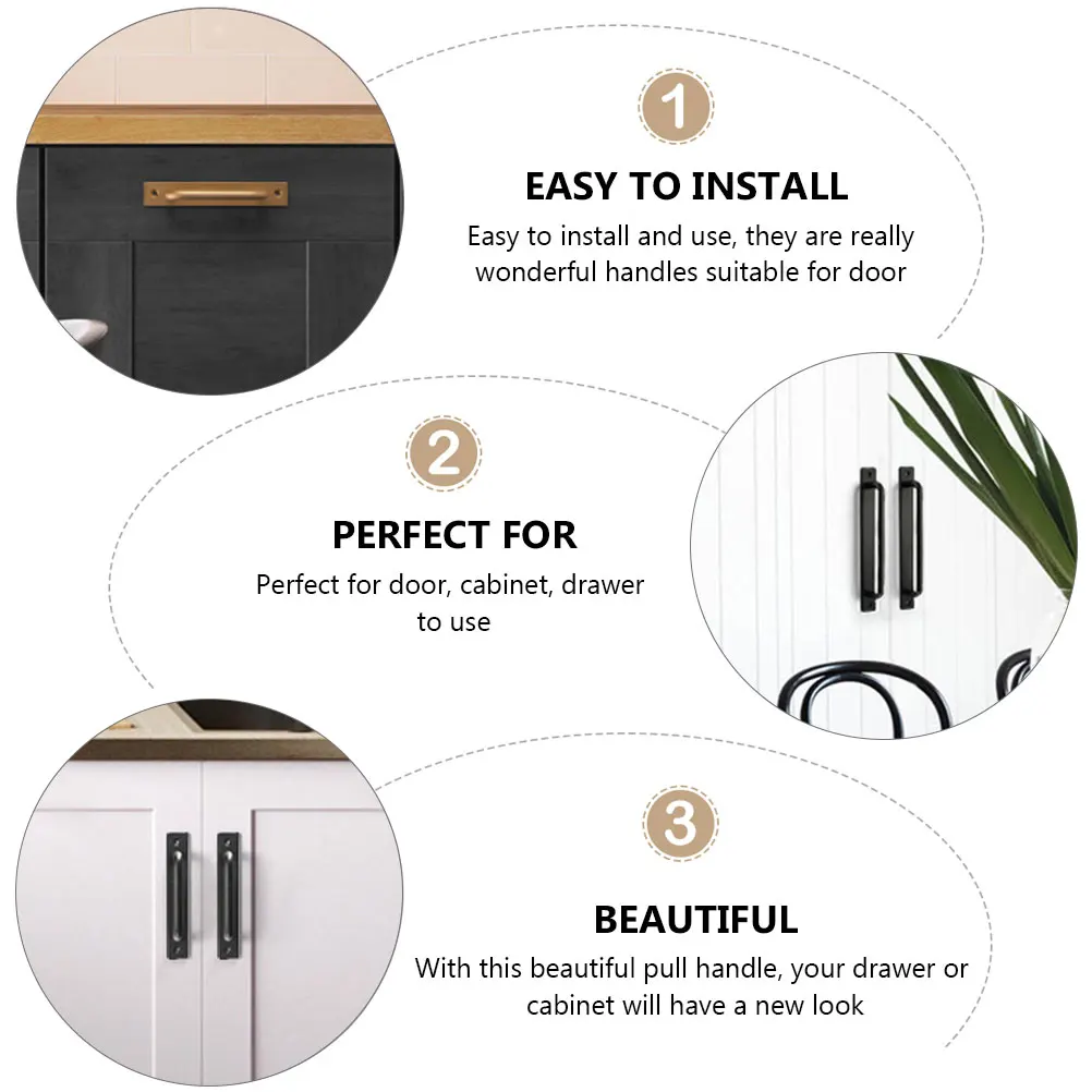 

3pcs Alloy Cabinet Handles Kitchen Drawer Pulls Wardrobe Door Knobs Screws Included Furniture Hardware Easy Installation