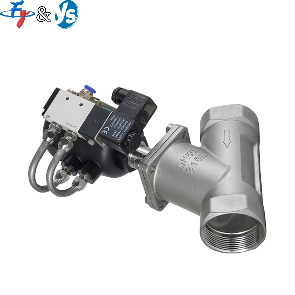Pneumatic Angle Seat Valve 304 Stainless Steel Y-shaped Pneumatic Cut-off Valve Steam HighTemperature Resistant