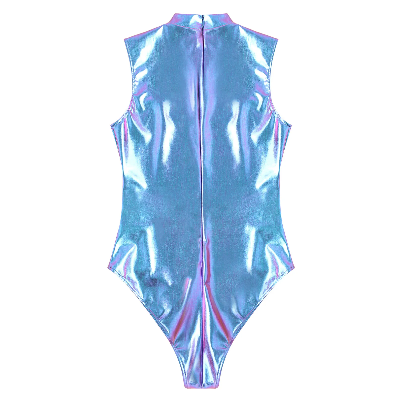 Mens Swimsuit Metallic Front Cutout Bodysuit One Piece Swimming Costume Invisible Zipper Back Leotard Pool Party Swimwear