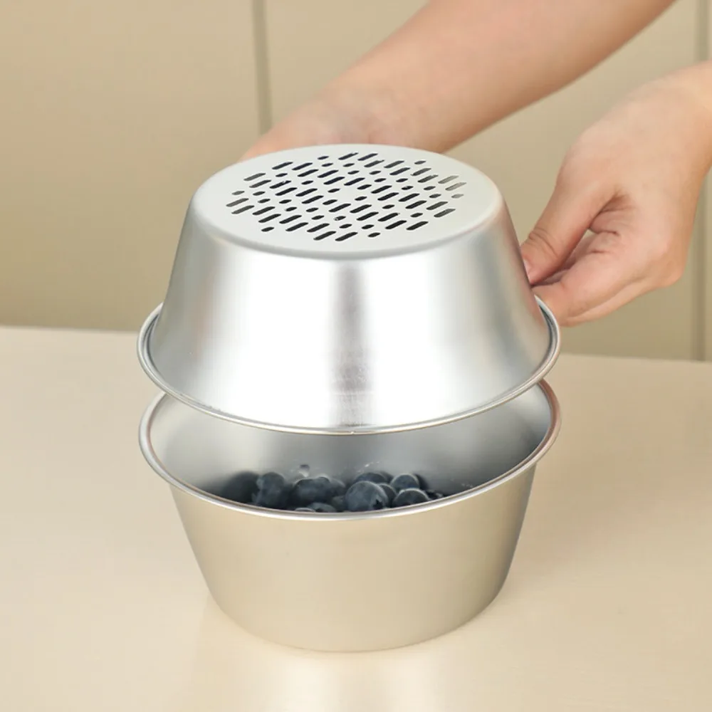 

2Pcs/Set Stainless Steel Strainer Basket Set Stackable Rust-proof Kitchen Drainage Bowl High Temperature Resistance