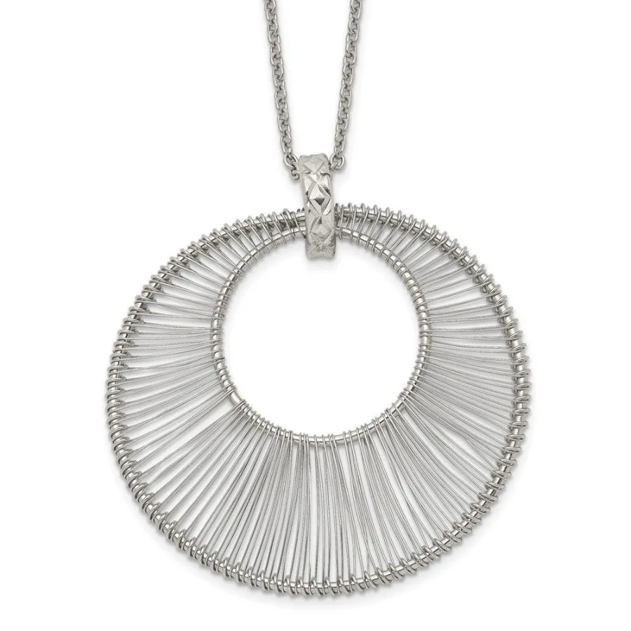 

Stainless Steel Polished Wire Circle 16.5in w 2in ext Necklace