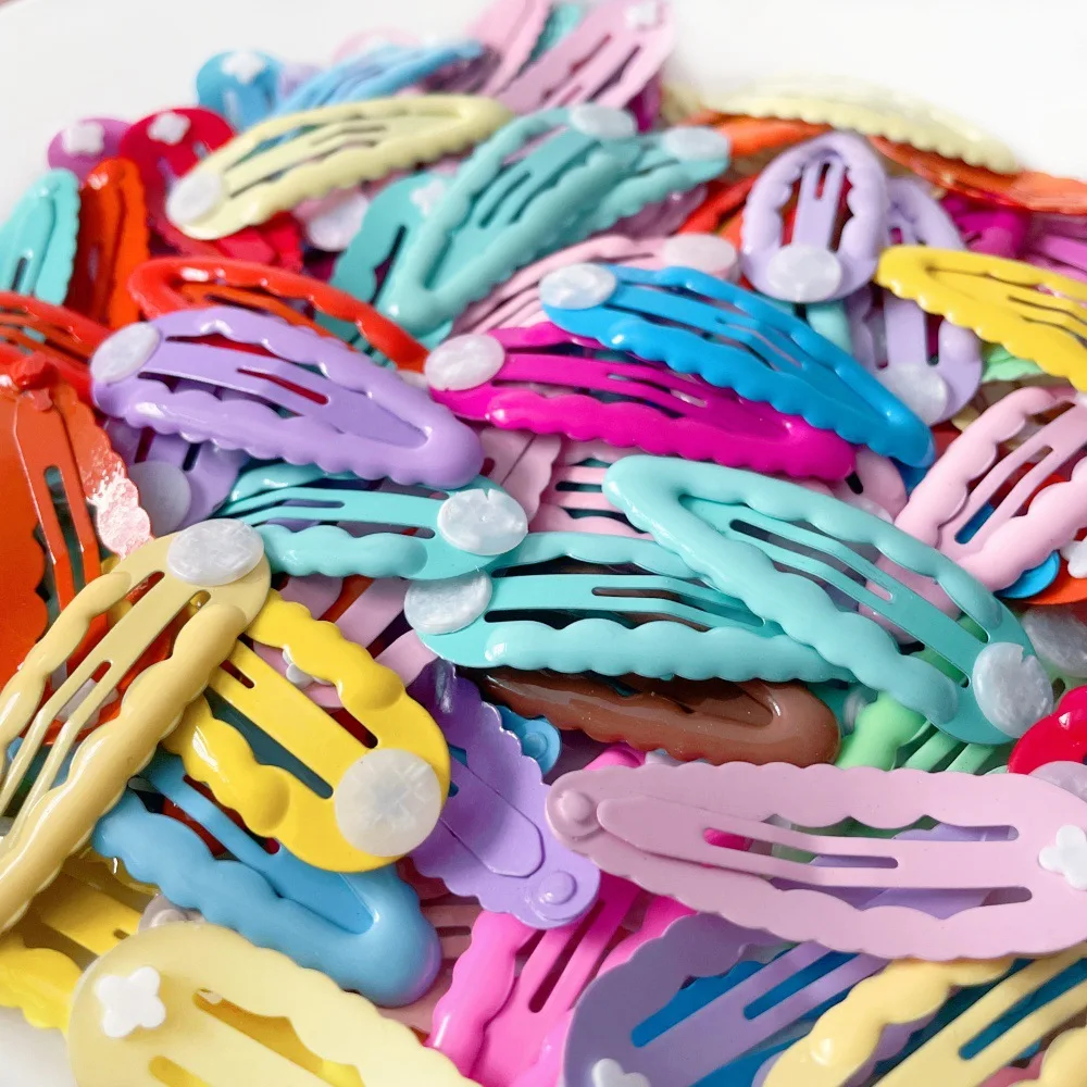 100 PCS, 4.7CM Oil Dripping Candy Color Hairpins BB Clips Baby Girls Snap Clips Kids Hairgrips For DIY Hair Accessories