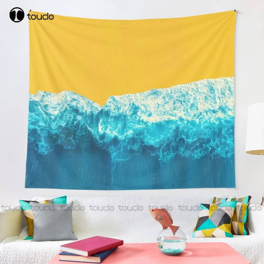 Yellow Tide Water Ocean Sea Pop Art Tapestry Long Tapestry Wall Hangings Blanket Tapestry Bedroom Bedspread Decoration
