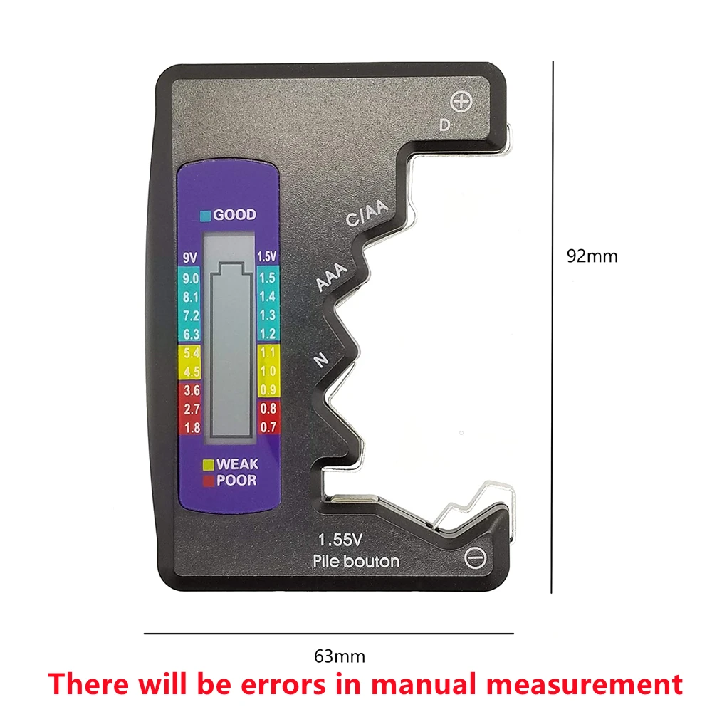 Digital Battery Tester LCD Display C D N AA AAA 9V 1.5V Button Cell Battery Capacity Check Detector Checkered Load Analyzer