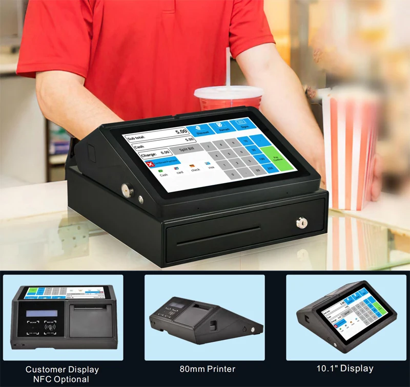 android payment terminal printer pos thermal point of sale system tablet stand cash register with qr code pos printer systems