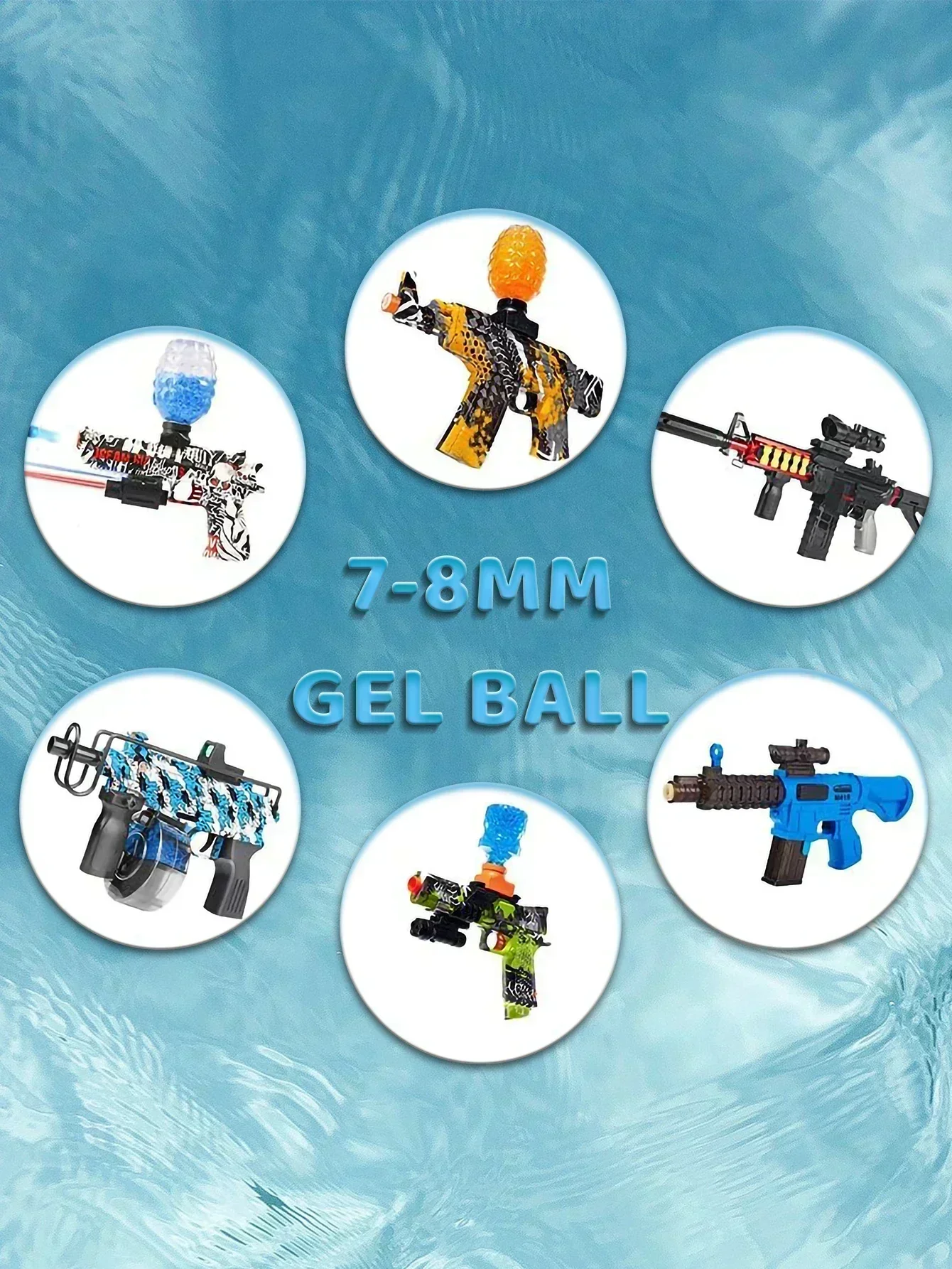 ลูกปืนเจลใส HOT7-8MM 50000 ชิ้น สำหรับปืนฉีดเจลไฟฟ้า รุ่น 416 P90