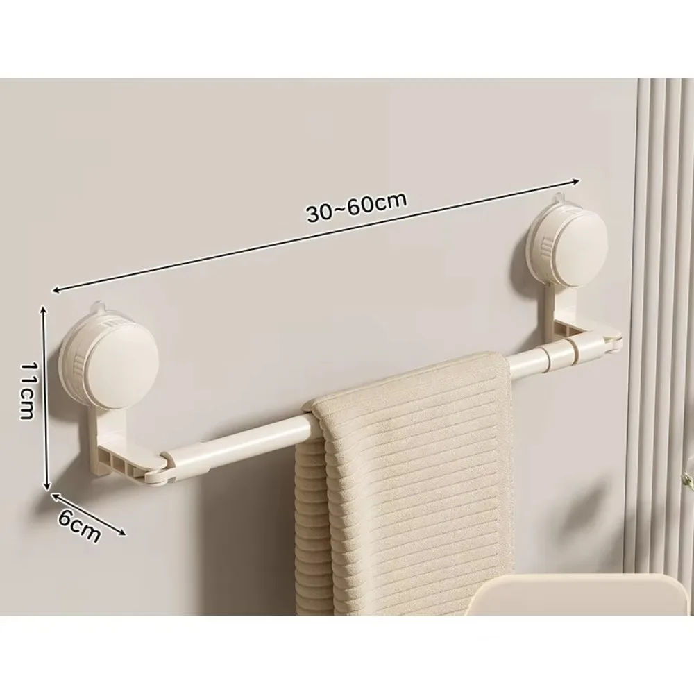 

Portable Suction Cup Wall Towel Rack Single Rod Retractable Towel Holder Traceless Self-adhesive Storage Shelf Kitchen Bathroom