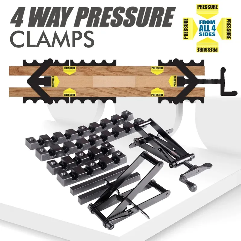 

4 Way Pressure Clamps Set Custom-width Clamp Splicing Board Positioning Panel Fixed Clip Carpenter Woodworking Tools