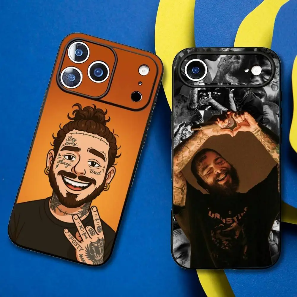 

Singer P-Post M-Malone Phone Case For iPhone17,16,15,14,13,12,11 Plus,Pro Max Soft Black Cover