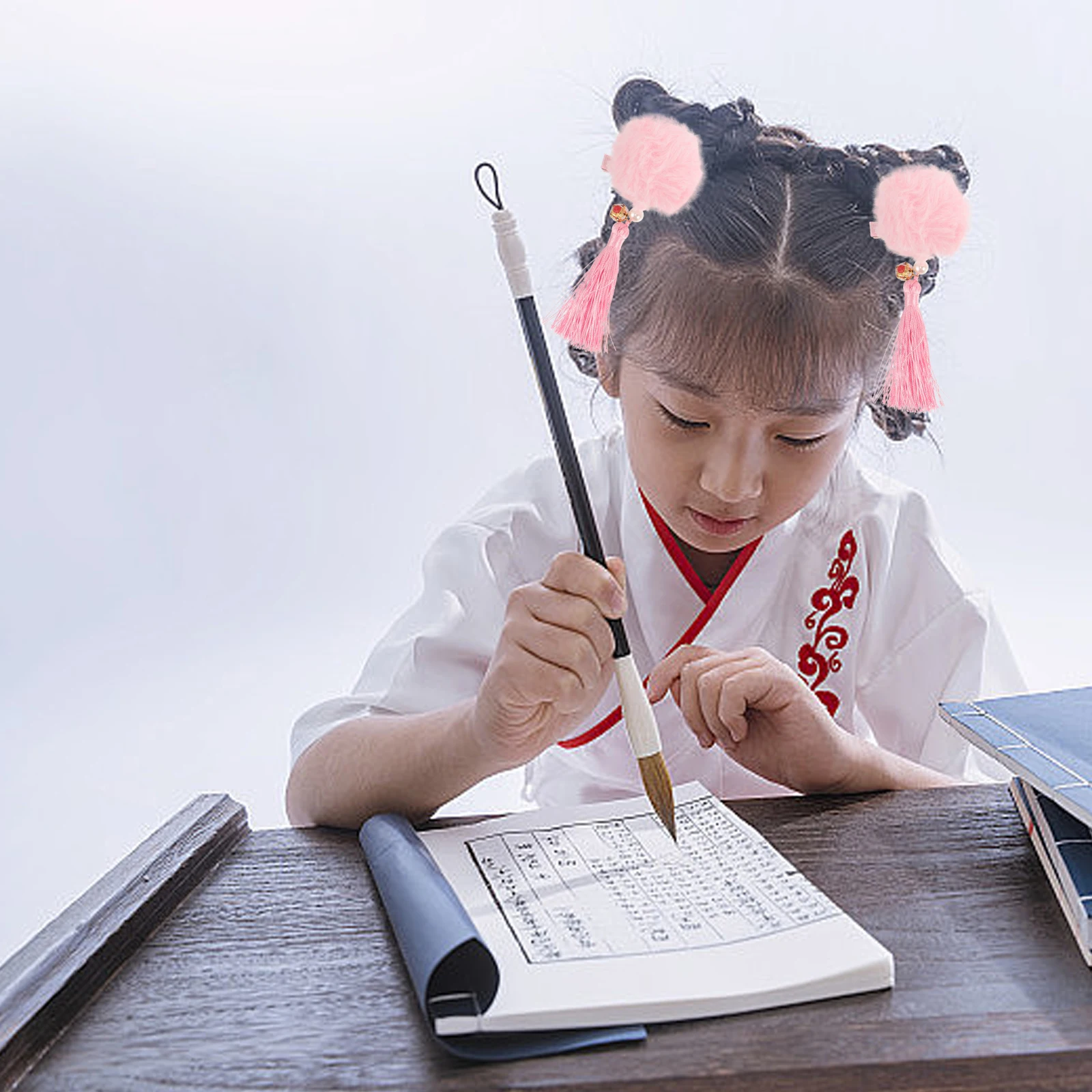 

Kids Hair Accessories Girls Tassel Headwear Children Hairpins New Year Headdress Set R om Color Durable Prop