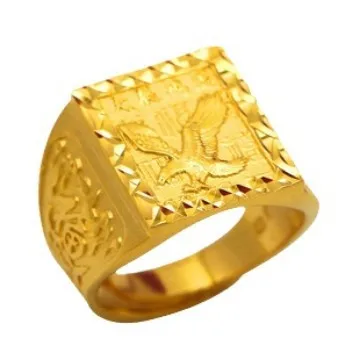 Luxury 24K 9999 Pure Gold real gold Men's Square Eagle Ring