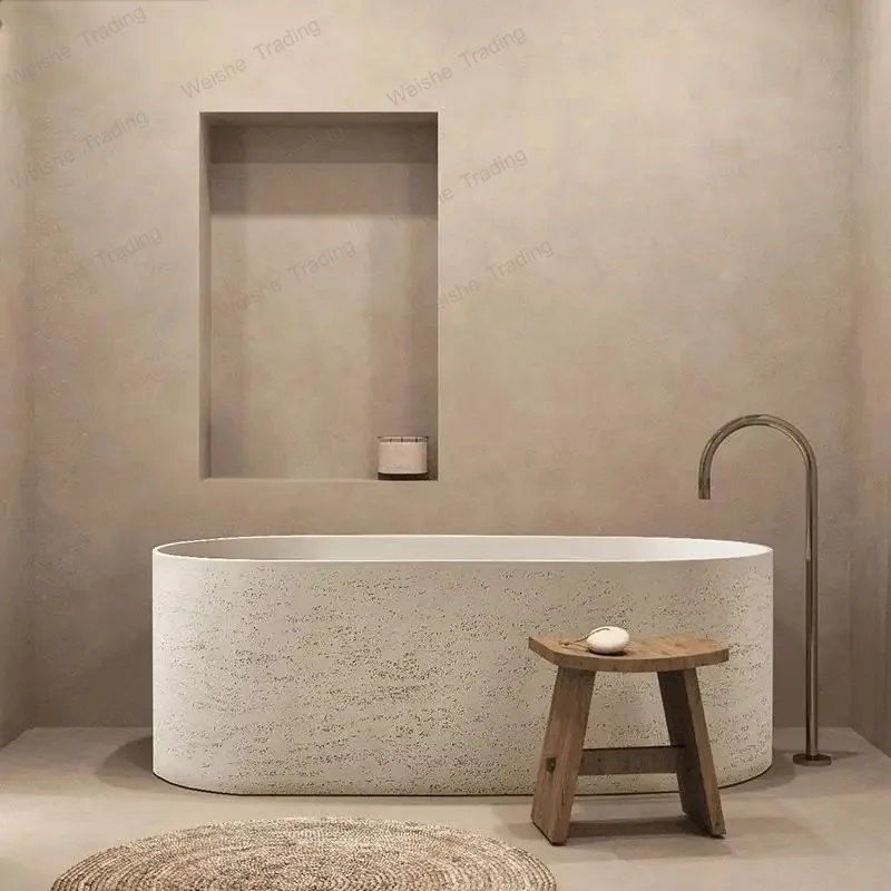 

Artificial Stone Freestanding Soaking Bathtub - Artistic Cave Design for Bathroom Spa Hotel Villa"