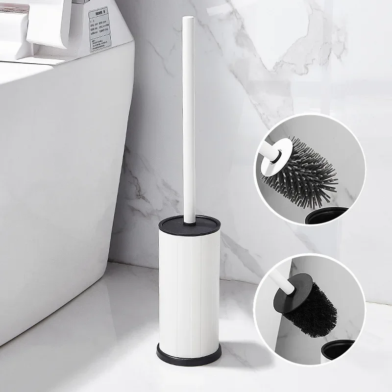 

Grey/Black Bathroom Toilet Brush Aluminum Toilet Cleaning Brush Holder Home Floor-standing Square/Circle Toilet Brush Holder Set