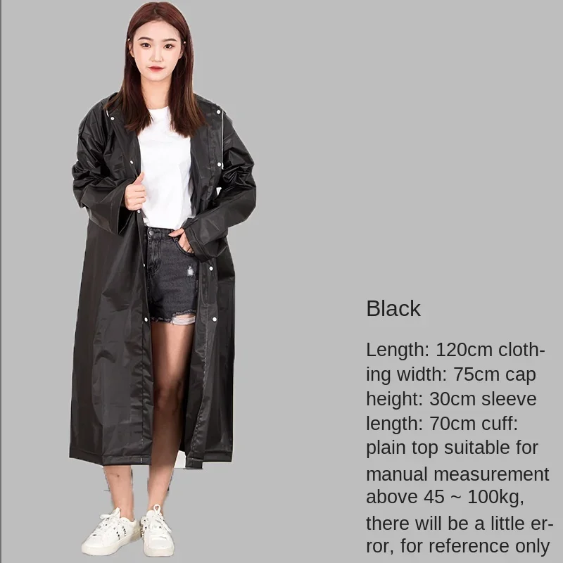 High Quality 1PC 145*68CM EVA Unisex Raincoat Thickened Waterproof Rain Coat Women Men Black Camping Waterproof Rainwear Suit