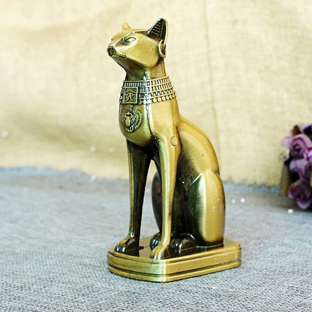 

Retro Egyptian Cat Ornament Decorations Desktop Adornment Vintage Electroplated Household Fade Resistant Home Office