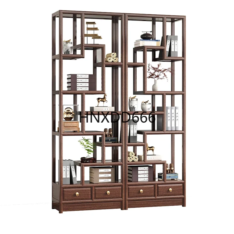 Solid wood bogu shelf Duobao Pavilion new Chinese bookshelf