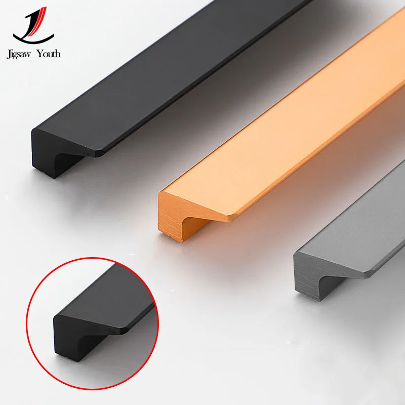 80MM-340MM Black Cabinet Handles Aluminum Alloy Kitchen Cupboard Pulls Drawer Knobs Furniture Handle Bedroom Door Hardware