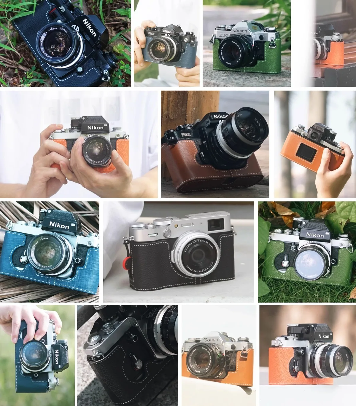 كاميرا جلدية واقية خمر الجسم قاعدة غطاء حزام الكتف لنيكون مات EL/EL2 FG/FG20 حقيبة التصوير الملحقات #2