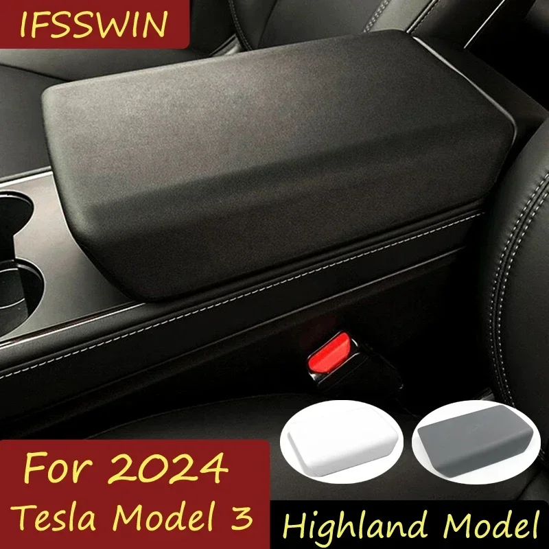 

For 2024 Highland Tesla Model 3 Console Cover Armrest Box Cushion Cover TPE Center Non-slip Mat Panel Protector Pad Accessories