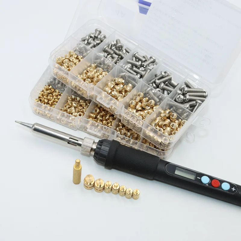 Wärme Set Einsatz Lötkolben Spitze Kopf M2 M3 M4 Hot Melt Einsätze Mutter Messing Gewinde Schraube Einsetzen 3d Druck PCB Phillips Bolzen – Detail 1
